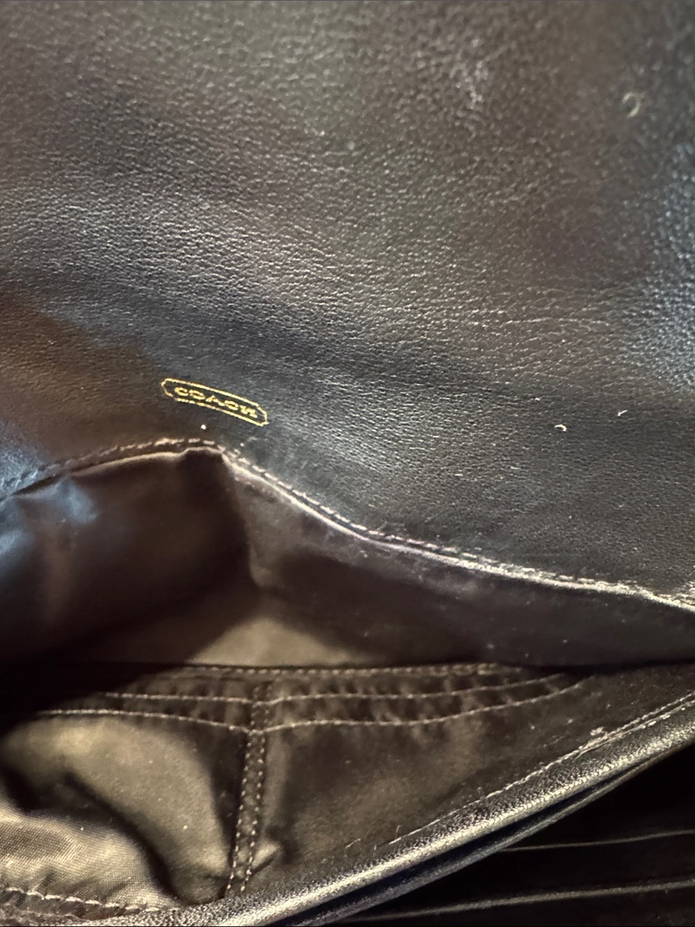 Coach Soft Black Leather Slim Flap Wallet — Multiple Pockets, Zip Interior - Picture 10 of 12